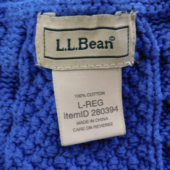 LL Bean Womens Sweater Fishermans Cable Knit Preppy Blue Size Large - Picture 3 of 5